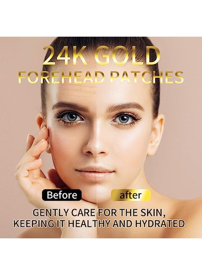 ROUSE 24K Gold Forehead AntiWrinkle Patch15 PCS Collagen Facial Lines Mask Forehead Frown Wrinkles Pads TZone Patches Smooth Face Strips Moisturizing - Image 4