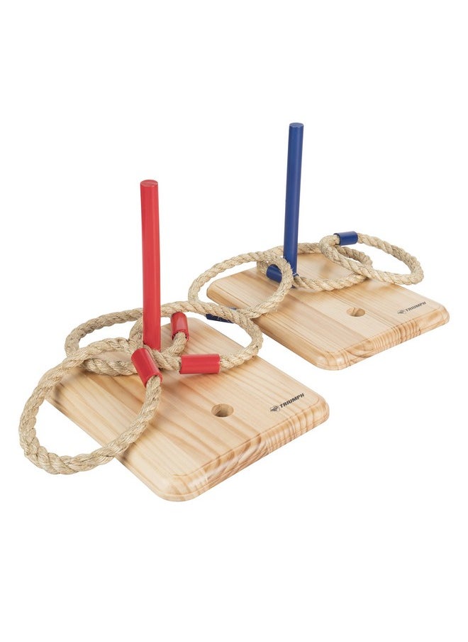 Triumph Sports - Sports Triumph Premium Wooden Quoit Set - Includes 2 Targets And 6 Sisal Rope Rings - Image 1