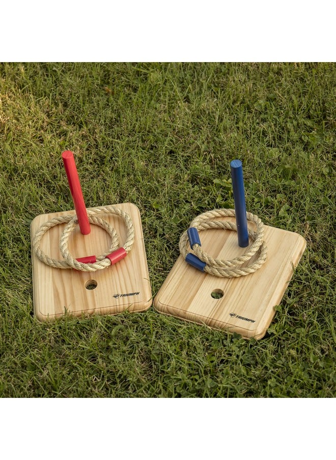 Triumph Sports - Sports Triumph Premium Wooden Quoit Set - Includes 2 Targets And 6 Sisal Rope Rings - Image 1