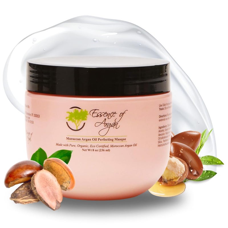 Essence Of Argan Renewing Deep Conditioning Hair Mask Infused with 100% Pure Moroccan Organic Argan Oil - Revitalizes Dry Damaged Hair- Hydrating Hair Mask - All Hair Types (236ml/8oz) - Image 1