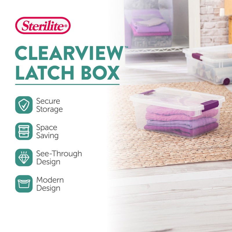 STERILITE 15 Qt ClearView Latch Storage Box, Stackable Bin with Latching Lid, Plastic Container to Organize Shoes in Closet, Clear Base, Lid (Pack of 12) - Image 2