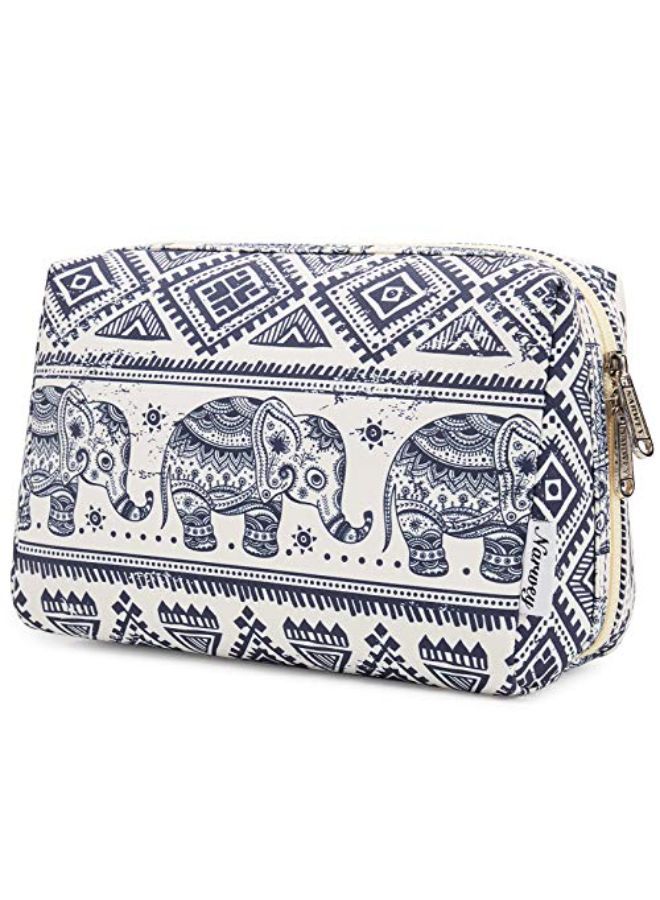 Narwey Makeup Bag Zipper Pouch Travel Cosmetic Organizer For Women And Girls (Large, Elephant) - Image 1