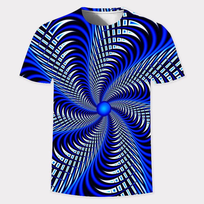 2023 Smart Color Vortex 3D Digital Printing Youth Trend T-Shirt To Map-System - Image 3