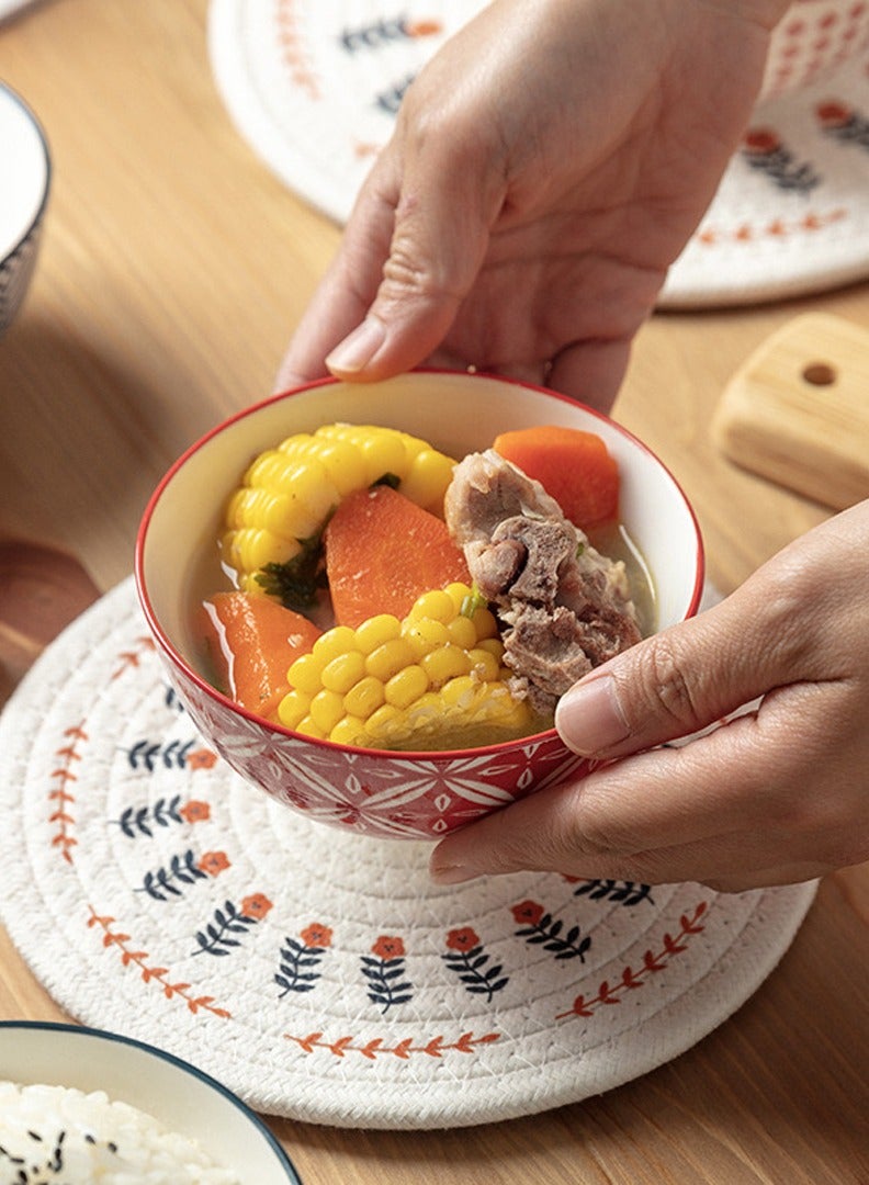Creative Ceramic Soup Bowl Rice Bowl, Classic Japanese Red Tableware Bowl, for Kitchen Household 5 Bowl Set, Housewarming Gift - Image 5