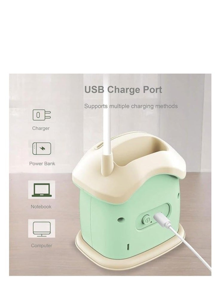 أباجوره ليد إضاءة 3 مستويات وحصالة للأطفال معها شاحن USB لون أخضر * كريمي...  - Image 2