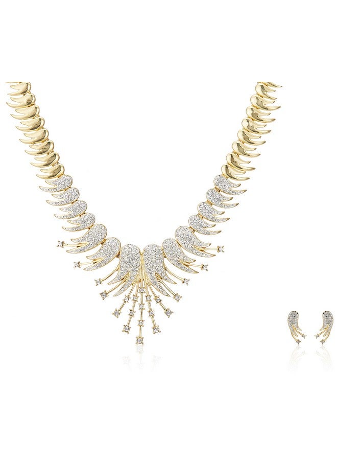 Estele 24 Kt Gold Plated Signature Starbust in Austrian Crystal Necklace Set for Women - Image 1