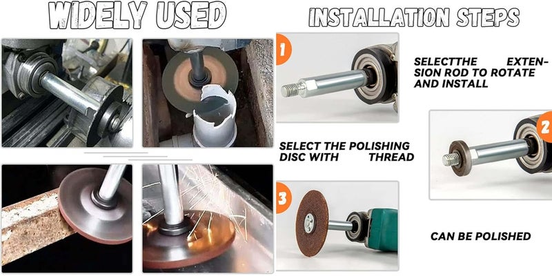 DIY Crafts 2 Kits Silver Metal M14 4inch Extension Shaft6 Pieces Nylon Bristle Brush Rotary for NutBolt Screw Rotary PolisherCar PolisherPolishing PadsBackPack Of 2 Kits Silver Metal - Image 3