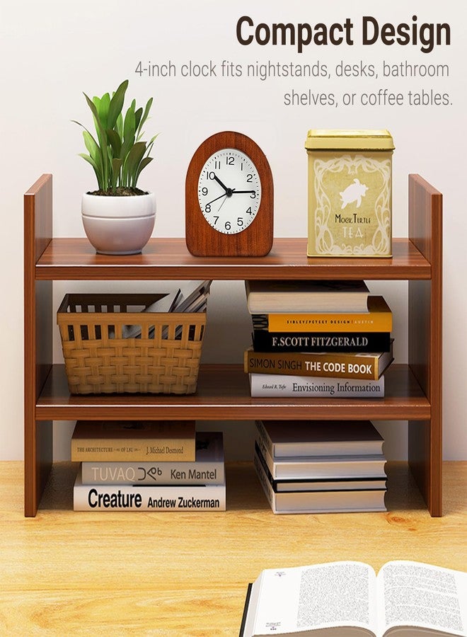 amusediy Vintage Solid Wood Analog Alarm Clock, Battery-Operated Alarm Clocks with Non-Disruptive Night Light, Non-Ticking Alarm Clock with Snooze Button and Soft Alarm Tone. (Dark Brown) - Image 4