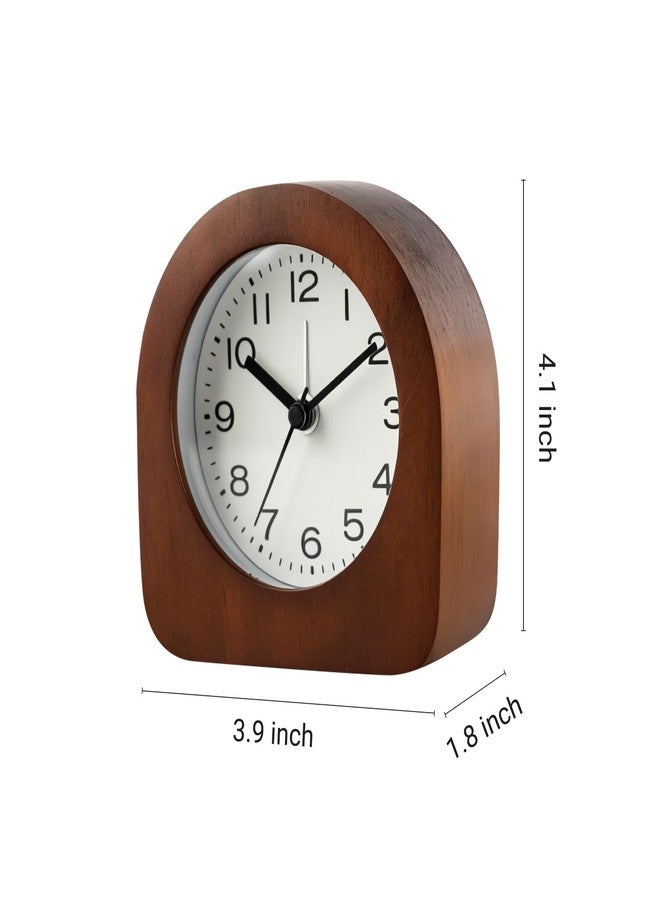 amusediy Vintage Solid Wood Analog Alarm Clock, Battery-Operated Alarm Clocks with Non-Disruptive Night Light, Non-Ticking Alarm Clock with Snooze Button and Soft Alarm Tone. (Dark Brown) - Image 2