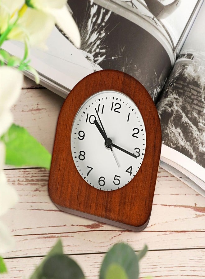 amusediy Vintage Solid Wood Analog Alarm Clock, Battery-Operated Alarm Clocks with Non-Disruptive Night Light, Non-Ticking Alarm Clock with Snooze Button and Soft Alarm Tone. (Dark Brown) - Image 1