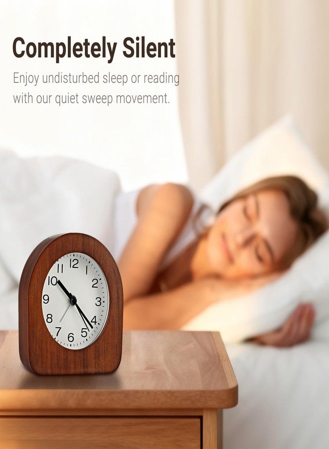 amusediy Vintage Solid Wood Analog Alarm Clock, Battery-Operated Alarm Clocks with Non-Disruptive Night Light, Non-Ticking Alarm Clock with Snooze Button and Soft Alarm Tone. (Dark Brown) - Image 5