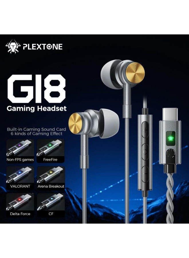 بليكستون سماعات أذن للألعاب بليكستون G18 تايب سي سماعة أذن للألعاب داخل الأذن مع ميكروفون 4 أنواع من تأثير الألعاب Deltaforce مع كابل قوي مقاوم للتشابك اللون رمادي - Image 2