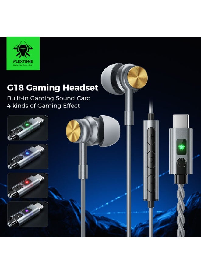 بليكستون سماعات أذن للألعاب بليكستون G18 تايب سي سماعة أذن للألعاب داخل الأذن مع ميكروفون 4 أنواع من تأثير الألعاب Deltaforce مع كابل قوي مقاوم للتشابك اللون رمادي - Image 4