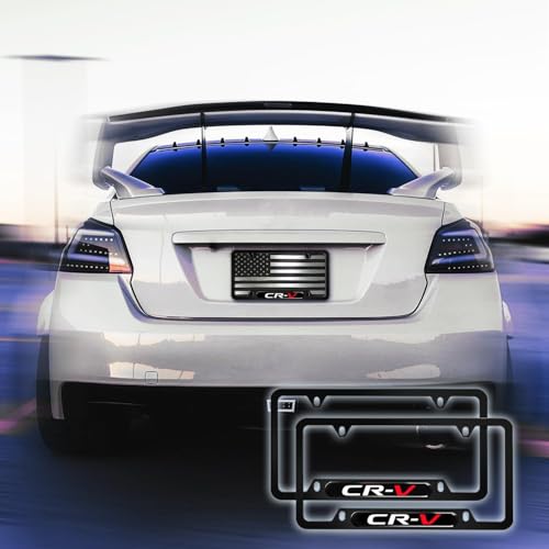 HUIANTS 2PCS License Plate Frames Compatible with Honda CRV Cars, Universal Aluminum Alloy Car License Plate Holders with 4 Holes for CR-V Owners（It Will not Cover The License Plate） - Image 2