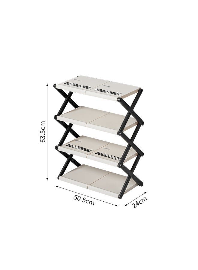 Yara Essentials Foldable 4-Tier Shoe Rack - Easy Setup Modern Storage Organizer (Black/White)  - Image 3