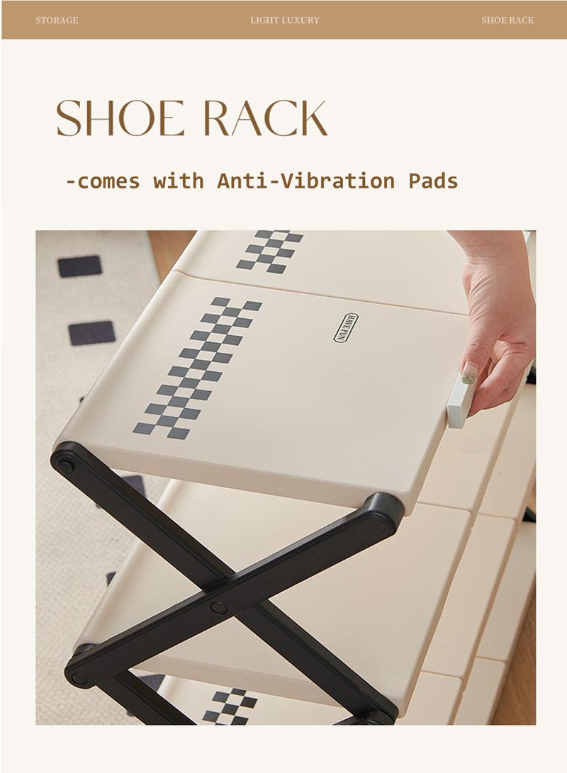 Yara Essentials Foldable 4-Tier Shoe Rack - Easy Setup Modern Storage Organizer (Black/White)  - Image 5