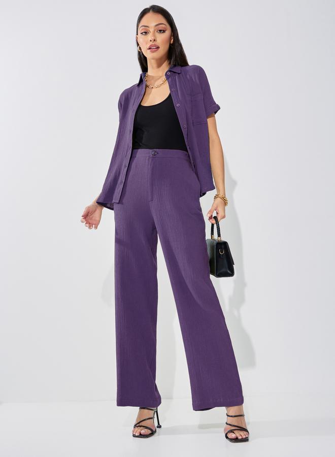 Styli Cotton Gauze Textured Shirt with Turn-Up Sleeves  - Image 1