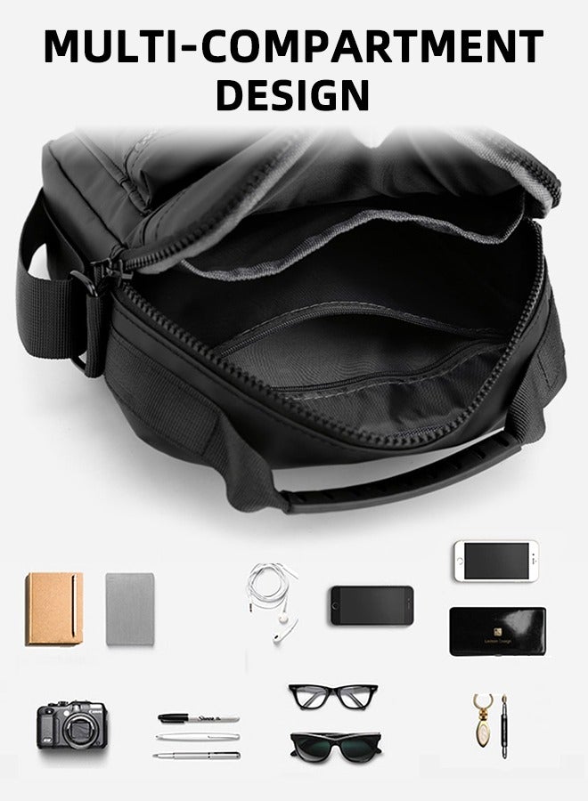Ultralight Men'S Messenger Bag | Multi-Compartment Oxford Nylon Messenger Bag | Adjustable Shoulder Strap | Waterproof | Daily Commuting Essential | Multifunctional Casual Shoulder Sports Bag | Fashionable Black - Image 2