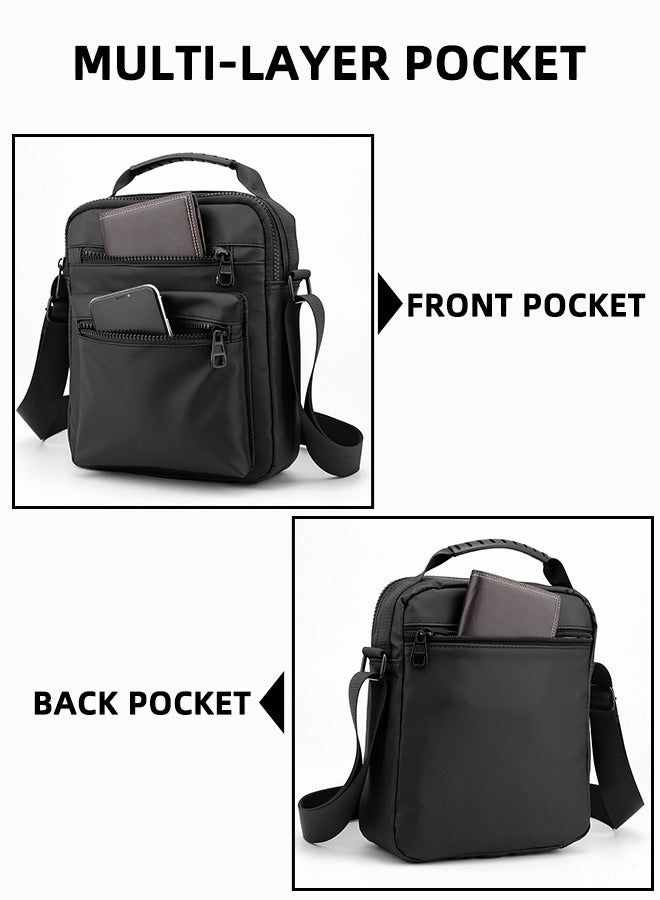 Ultralight Men'S Messenger Bag | Multi-Compartment Oxford Nylon Messenger Bag | Adjustable Shoulder Strap | Waterproof | Daily Commuting Essential | Multifunctional Casual Shoulder Sports Bag | Fashionable Black - Image 4