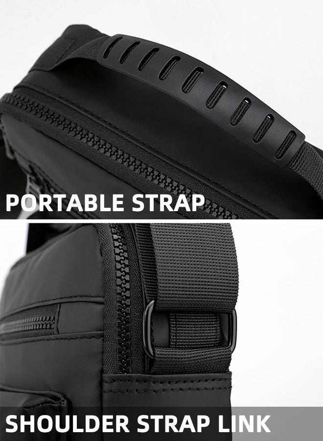 Ultralight Men'S Messenger Bag | Multi-Compartment Oxford Nylon Messenger Bag | Adjustable Shoulder Strap | Waterproof | Daily Commuting Essential | Multifunctional Casual Shoulder Sports Bag | Fashionable Black - Image 5