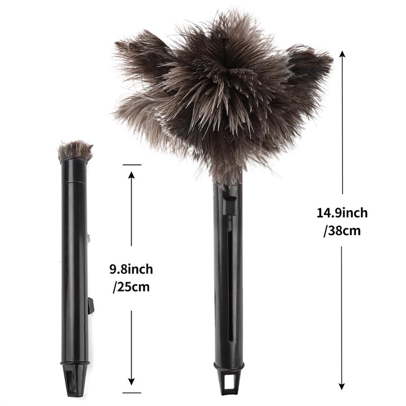 FeelfunFeather Retractable Feather Duster-Genuine Ostrich Feathers,Anti-Static,Reusable Eco-Friendly Handheld Cleaning for Keyboard,Home,Car,Office(10 to 15 Inches) 1 Pack - Image 2