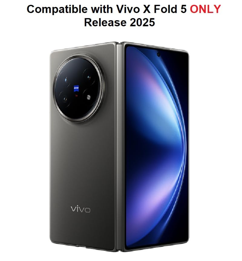 Midkart Magnetic Case Compatible with Vivo X Fold 5 Release 2025 and Compatible with Magsafe Charging Hinge Protection Hidden Kickatand Front Glass Cover, Transaprent & Silver - Image 2