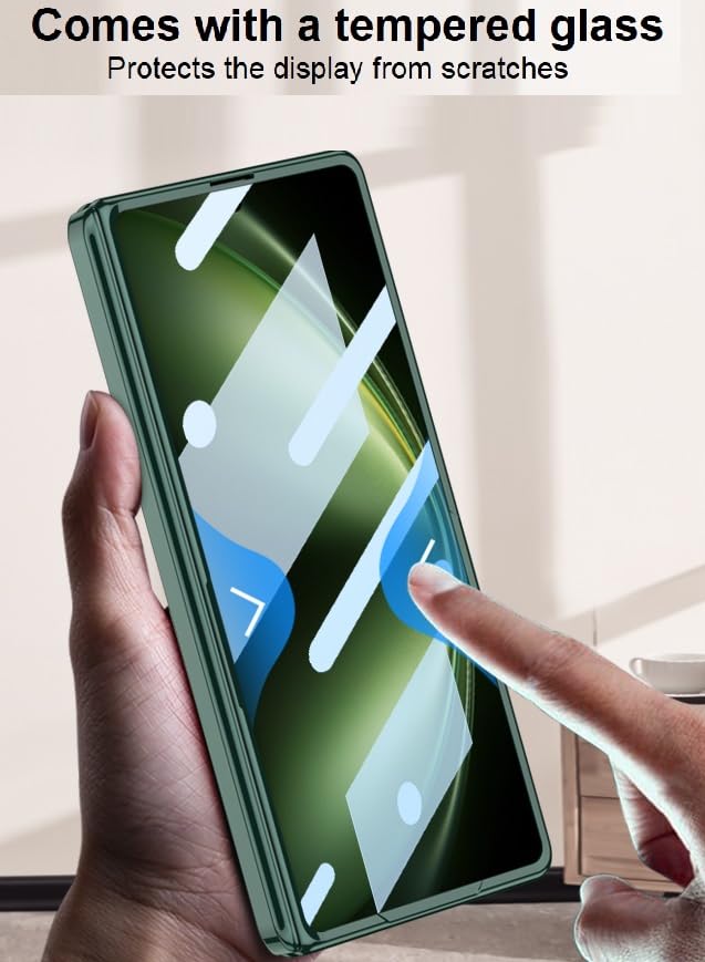 Midkart Magnetic Case Compatible with Vivo X Fold 5 Release 2025 and Compatible with Magsafe Charging Hinge Protection Hidden Kickatand Front Glass Cover, Transaprent & Silver - Image 4