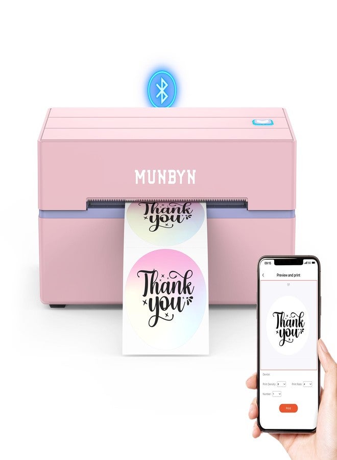 MUNBYN Bluetooth Thermal Label Printer, 130B Wireless 4x6 Shipping Label Printer for Shipping Packages Small Business Office or Home, Compatible with iPhone Android iPad Windows macOS Chrome Etsy eBay - Image 1