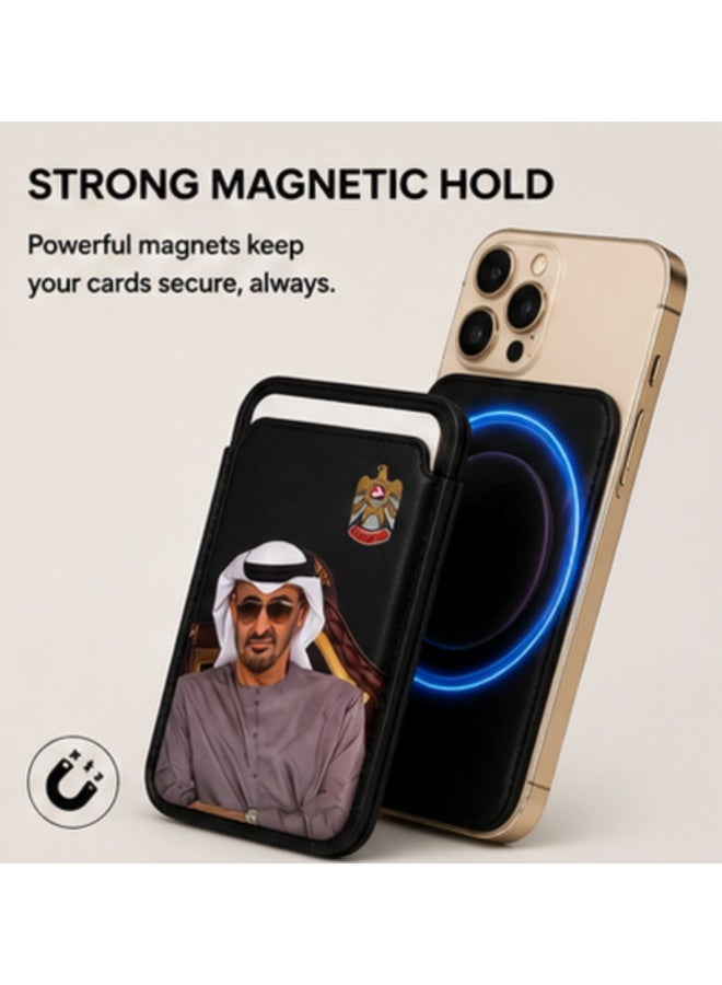 محفظة بطاقات مغناطيسية بتصميم مستوحى من الإمارات، جلد صناعي، حامل 3 بطاقات - Image 4