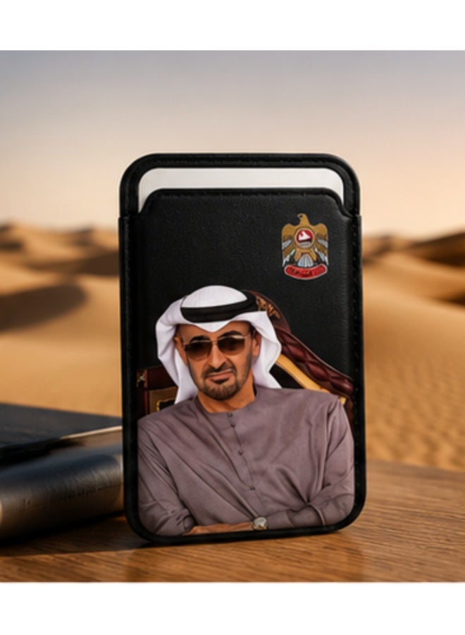 محفظة بطاقات مغناطيسية بتصميم مستوحى من الإمارات، جلد صناعي، حامل 3 بطاقات - Image 1