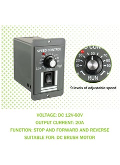 KASTWAVE DC Motor Speed Controller, Forward/Reverse Electric Motor Speed Regulator Suitable for DC Brush Motor, 12-60V  - Image 5