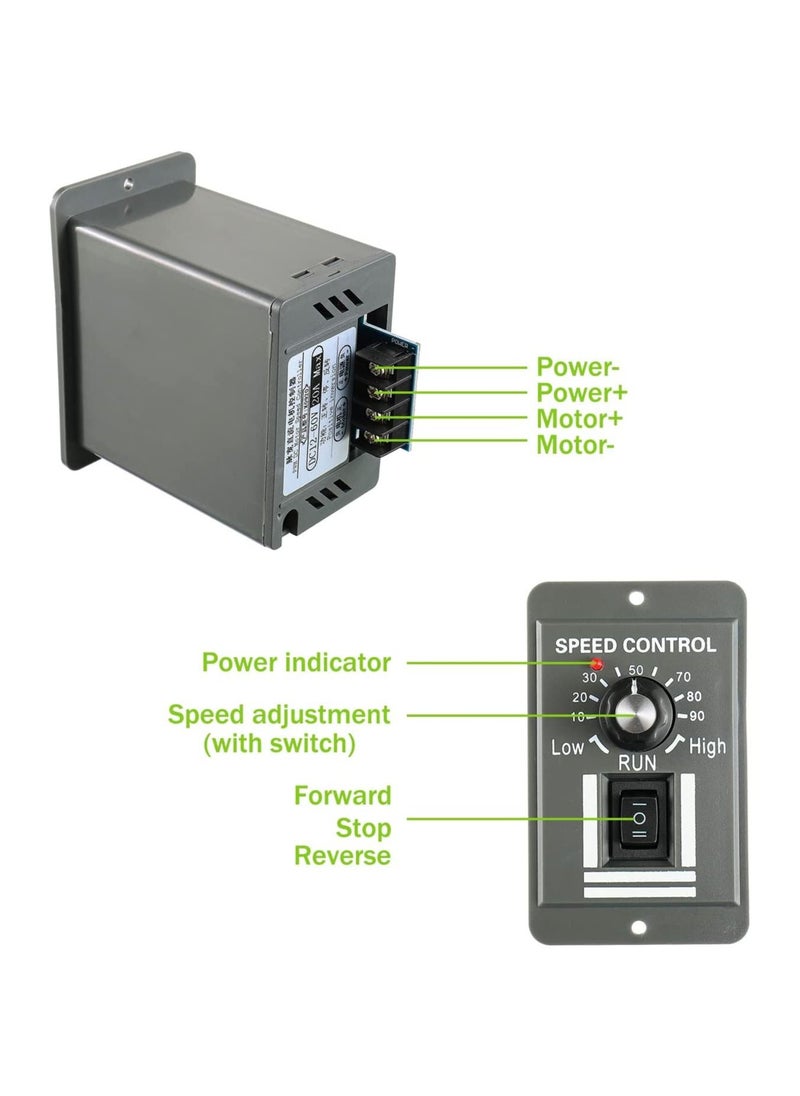 KASTWAVE - DC Motor Speed Controller, Forward/Reverse Electric Motor Speed Regulator Suitable for DC Brush Motor, 12-60V - Image 1