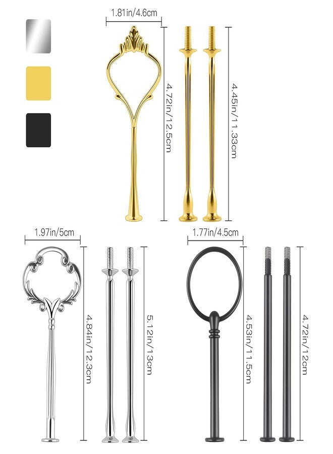 Moocci 3 Tiers Cake Stand Hardware with Strong Support, 9 Sets Tiered Hardware Fittings (6 Sets Large Diameter) for Cake Stand Mold, Hardware for Christmas Dinner Party (3 Golden, 3 Silver, 3 Black) - Image 2
