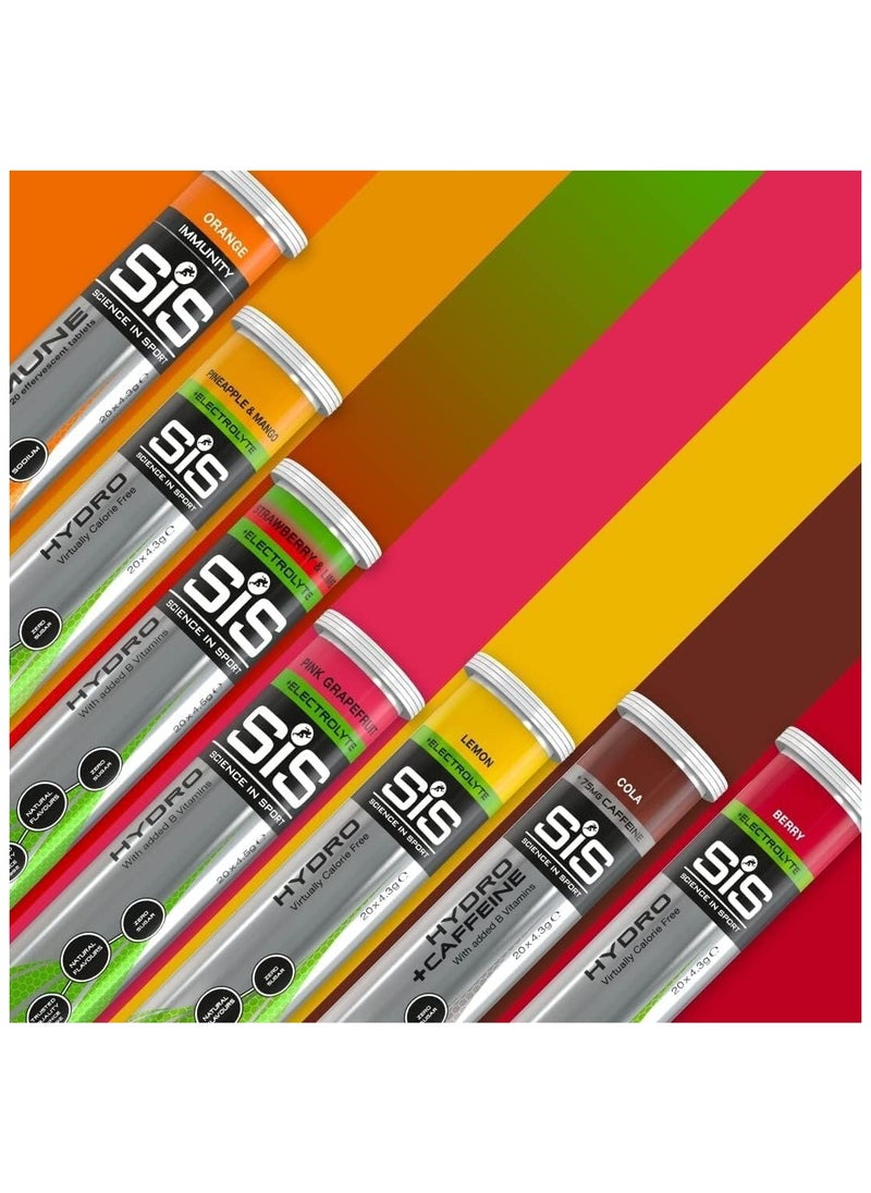 SIS - SIS Hydro Electrolyte Tablets with added B vitamins Trusted Qualityb Since,with vit b6 for reducing fatigue, zero sugar- Pink Grapefruit Flavour, 20 Servings, 1 Pack 20X4.5g - Image 1