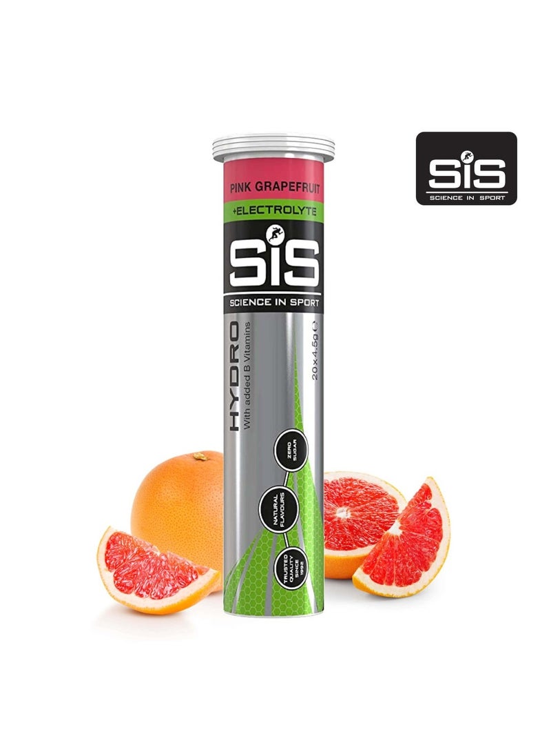 SIS - SIS Hydro Electrolyte Tablets with added B vitamins Trusted Qualityb Since,with vit b6 for reducing fatigue, zero sugar- Pink Grapefruit Flavour, 20 Servings, 1 Pack 20X4.5g - Image 1