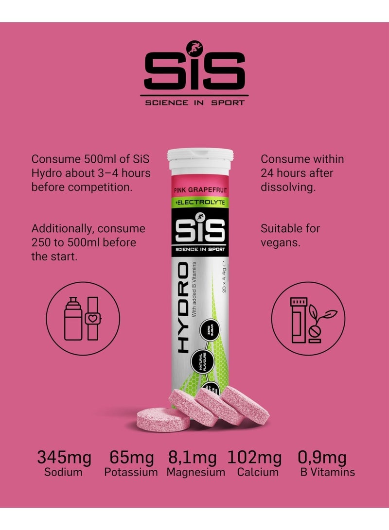 SIS Hydro Electrolyte Tablets | Sugar Free Hydration Tablets | Essential Electrolytes to Reduce Fatigue & Aid Rehydration | Gluten Free | Pink Grapefruit Flavour | 20 Servings | 1 Pack | 20 x 4.5g - Image 5