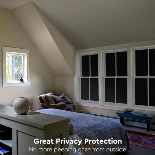 Kromapolis Blackout Window Privacy Film Total Light Blocking Room Darkening Window Covering, Removable Static Cling Frosted Glass Tint, Non-Adhesive, Black 11.8'' x 78.7'' - Image 4