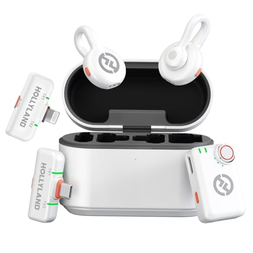 HollyView Hollyland Lark M2S Ultimate Combo (Camera RX+Lightning RX+Type-C RX) Wireless Lavalier Microphone for iPhone/Camera/Android/PC, Compact Mic, Titanium Clip, Noise Cancelling, Vlog (Glacier White) - Image 1