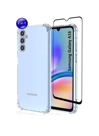 2in1 Pack Ultra Clear Flexible Shockproof Silicone Case Cover With Raised Edge Bumps Protection and Tempered Glass Screen Protector fer Samsung Galaxy A16 - pzsku/ZDD5E8BCFA4F69B54BC75Z/45/1747751877/e10ffe01-a782-4491-89bd-330bf519510e