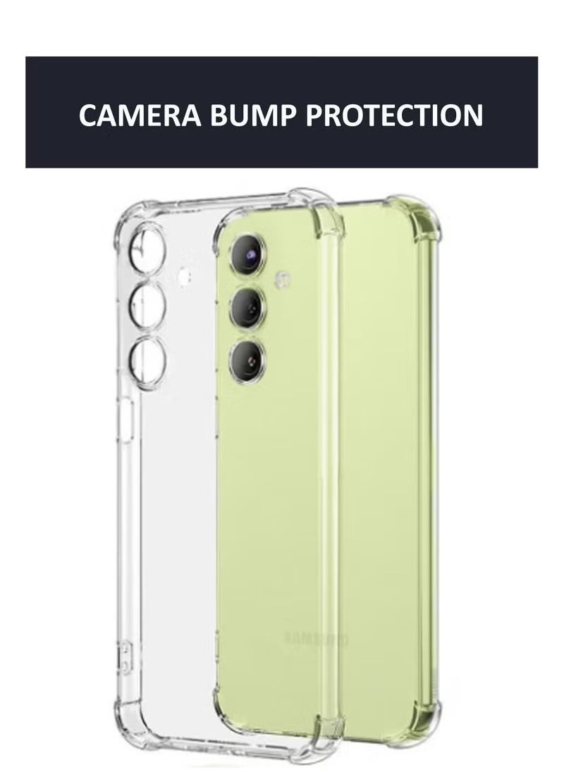 2in1 Pack Ultra Clear Flexible Shockproof Silicone Case Cover With Raised Edge Bumps Protection and Tempered Glass Screen Protector fer Samsung Galaxy A16