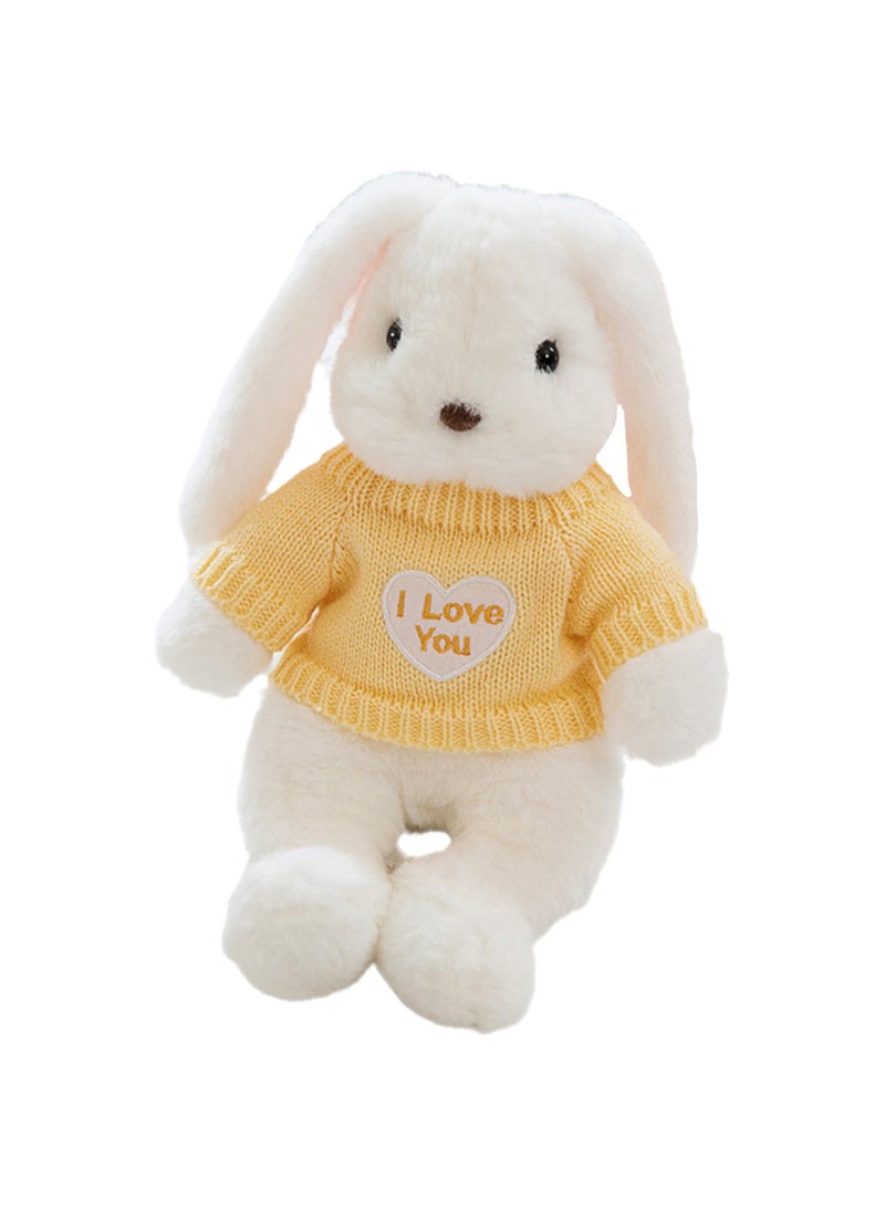 Baby Sleeping With Long-eared Rabbit Comfort Pillow Children's Plush Doll Toy (White Rabbit I Love You Sweater)  - Image 1