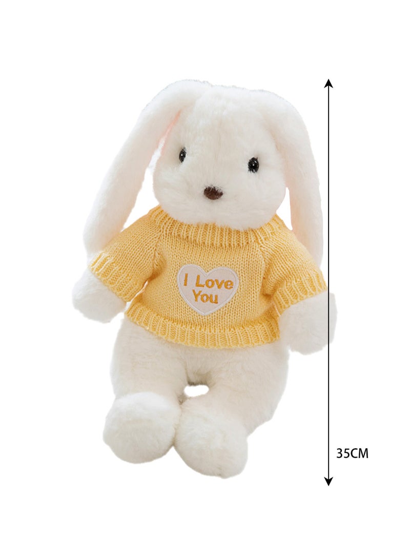 Baby Sleeping With Long-eared Rabbit Comfort Pillow Children's Plush Doll Toy (White Rabbit I Love You Sweater)  - Image 2