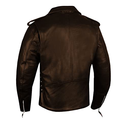 Jackets 4 Bikes ICONIC Motorcycle Jacket for Men, Premium Buffalo Leather, Insulated Liner, Classic Side Laces, Cruiser Biker Brown L - Image 5
