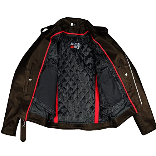 Jackets 4 Bikes ICONIC Motorcycle Jacket for Men, Premium Buffalo Leather, Insulated Liner, Classic Side Laces, Cruiser Biker Brown L - Image 4