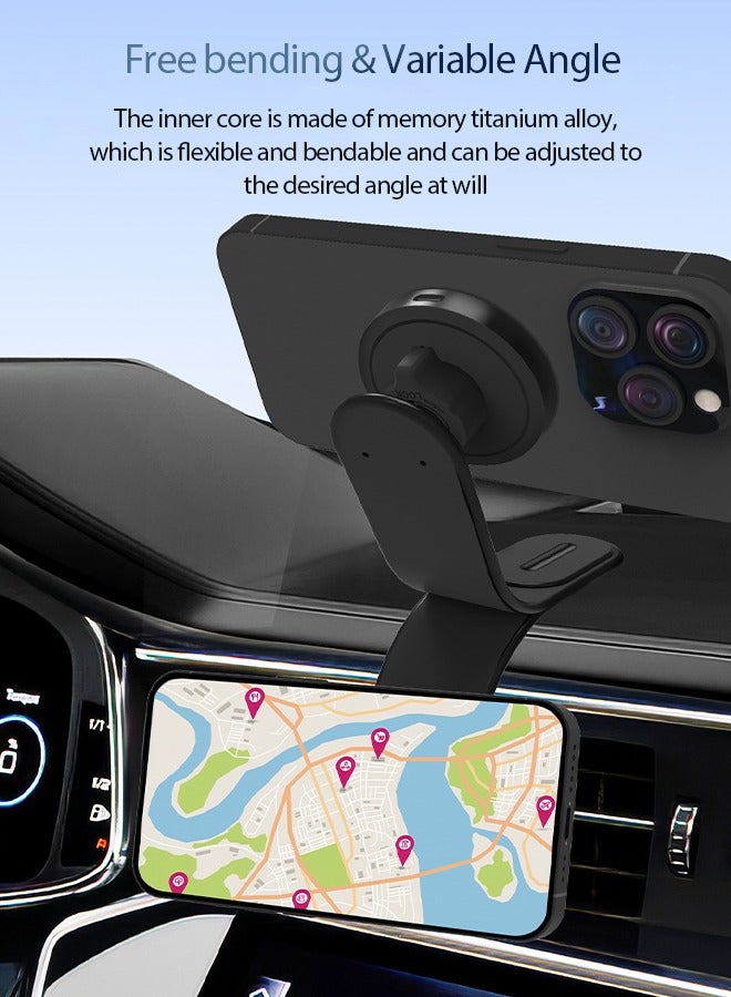 Magnetic Phone Holder for Car, 360° Rotation, Memory Aluminum Alloy Material, Bendable Design, Compatible with iPhone 15 Pro Max/ iPhone 15 Pro/ iPhone 15/14/13/12 Series and Android Models - Image 5