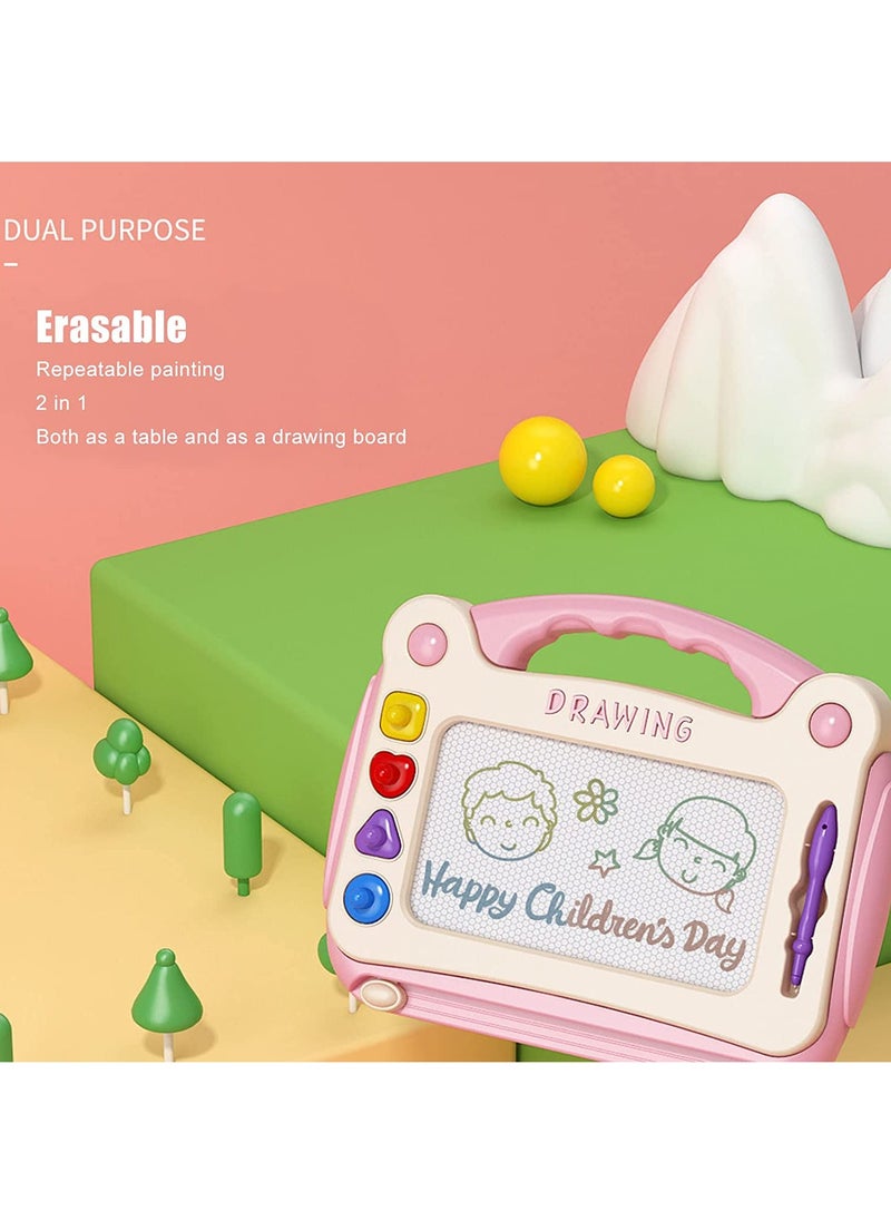 MileMelo Children's Magnetic Board, Colorful Magnetic Drawing Tablet, Erasable Magnetic Pad with Sturdy Legs Montessori Toys 3+ Years, Educational Toys for Kids Birthday Gifts Pink  - Image 4