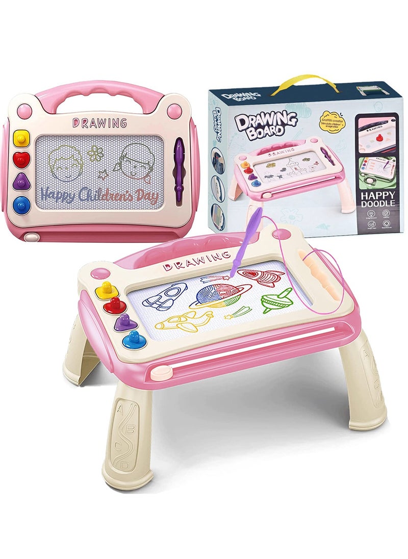 MileMelo Children's Magnetic Board, Colorful Magnetic Drawing Tablet, Erasable Magnetic Pad with Sturdy Legs Montessori Toys 3+ Years, Educational Toys for Kids Birthday Gifts Pink  - Image 1