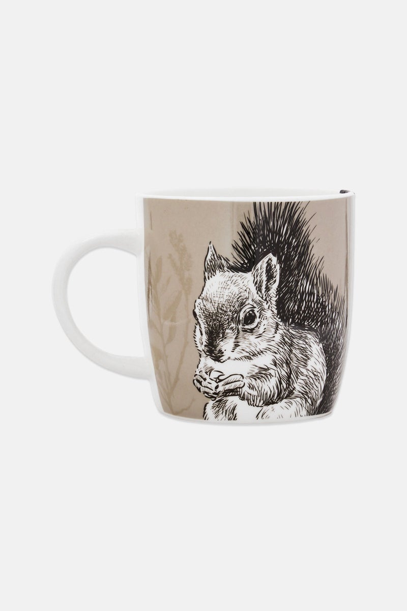 KitchenCraft Graphic Print Porcelain Coffee Mug, Grey - Image 1