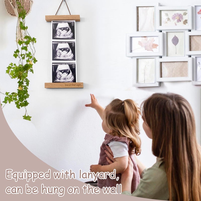 Zyeco Magnetic Ultrasound Photo Frame, Wooden Baby Keepsake Display with Love at First Sight, Hanging or Fridge Mount - No Crop Needed for Long Sonograms, new mom gifts - Image 3