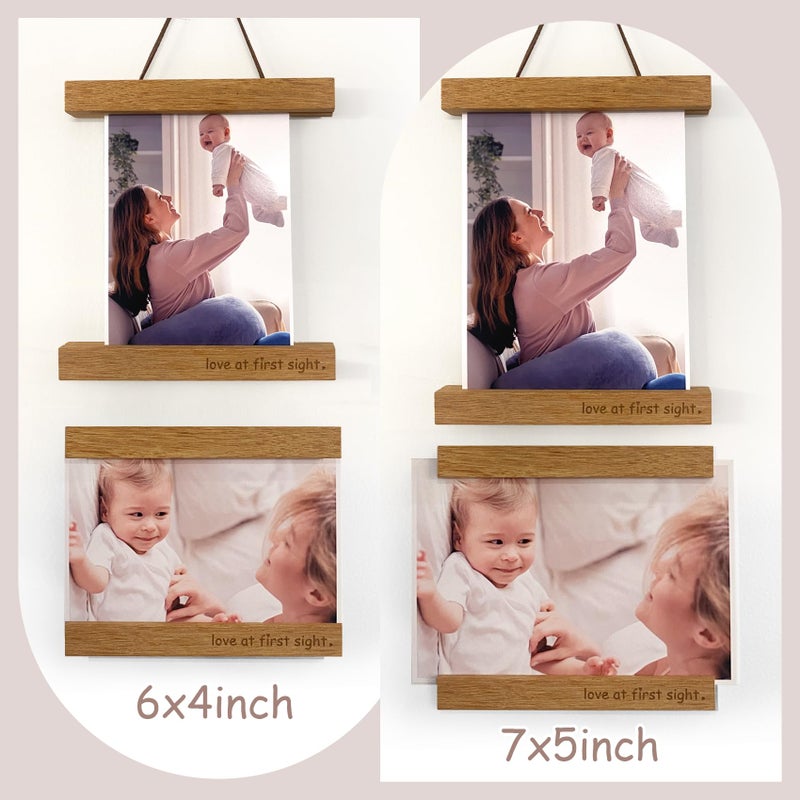 Zyeco Magnetic Ultrasound Photo Frame, Wooden Baby Keepsake Display with Love at First Sight, Hanging or Fridge Mount - No Crop Needed for Long Sonograms, new mom gifts - Image 5